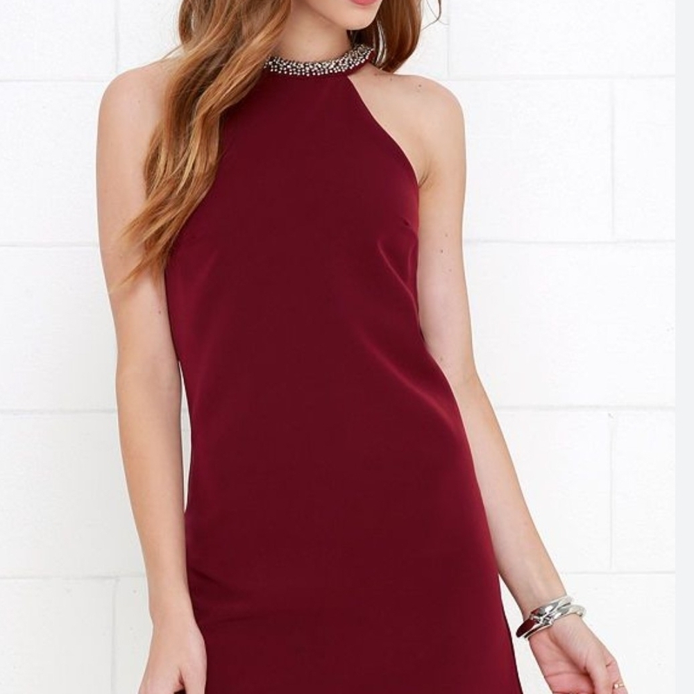 Lulu's Red Halter Sheath Dress for Prom.Size M